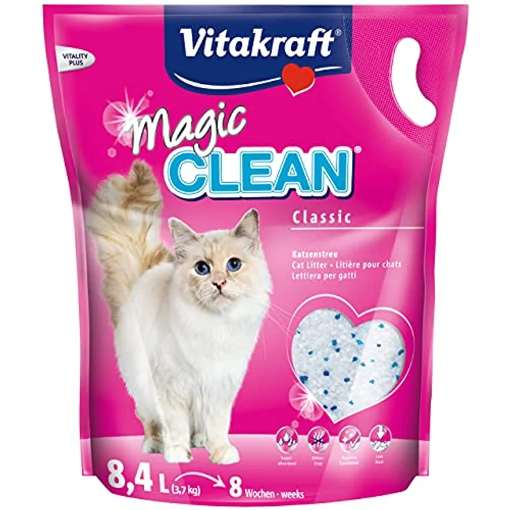 Vitakraft Magic Clean Classic, nicht klumpendes Katzenstreu aus Mineralkügelchen, bakterienhemmend, staubarm, für 8 Wochen, 8,4l – Bild 1