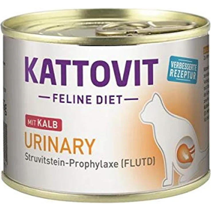 KATTOVIT Urinary Nassfutter für Katzen, Diätfutter mit Kalb, 12 x 185 g als Alleinfuttermittel gegen Harnwegserkrankungen – Bild 1
