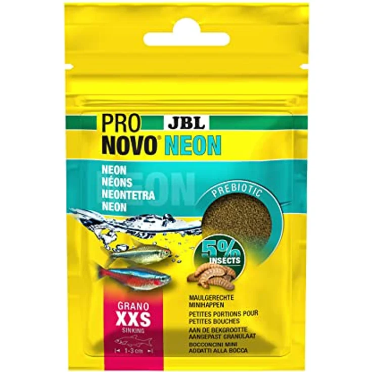 JBL PRONOVO NEON GRANO XXS, 20ml sinkendes Fischfutter mit natürlichen Rohstoffen für gesunde Aquariumfische und intensive Farbausbildung – Bild 1