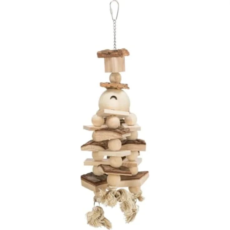 Trixie Wooden Toy 35 cm, Vogelspielzeug mit Kork und Seil