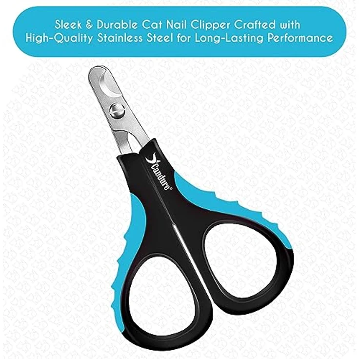 Candure Profi Krallenschere für Hunde und Katzen, Edelstahl Nagelknipser mit Nagelfeile, ergonomisches Design, klein (XS), blau – Bild 4