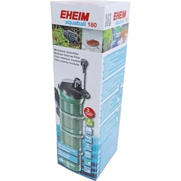 Eheim Aquaball 180 Innenfilter, 210-650 l/h, mit 3x Filterpatrone und Mediabox, für Süß- und Meerwasser