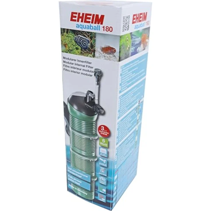 Eheim Aquaball 180 Innenfilter, 210-650 l/h, mit 3x Filterpatrone und Mediabox, für Süß- und Meerwasser – Bild 1