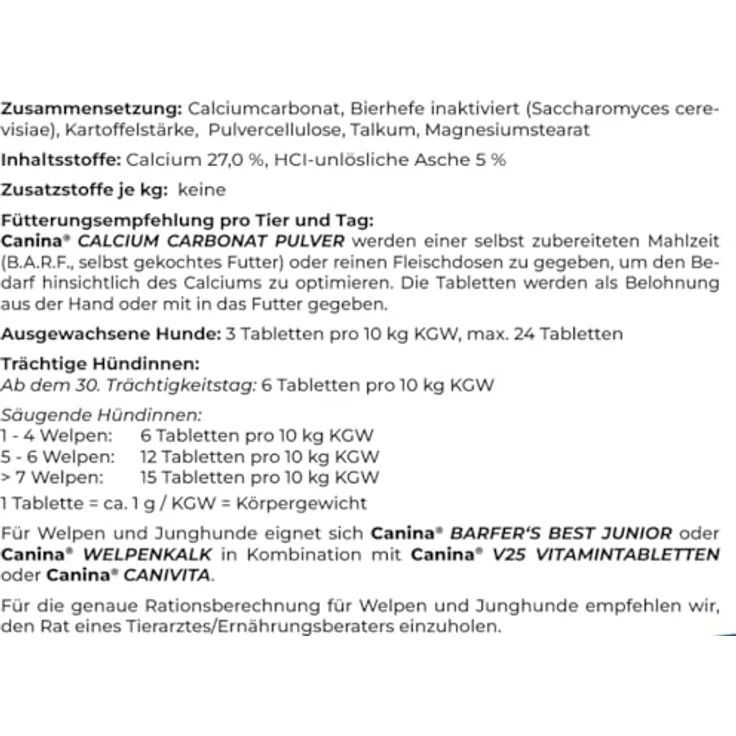 Canina Calcium Carbonat Tabletten, 1 kg für gesunden Knochenbau und kräftiges Gebiss, weiß/beige – Bild 3