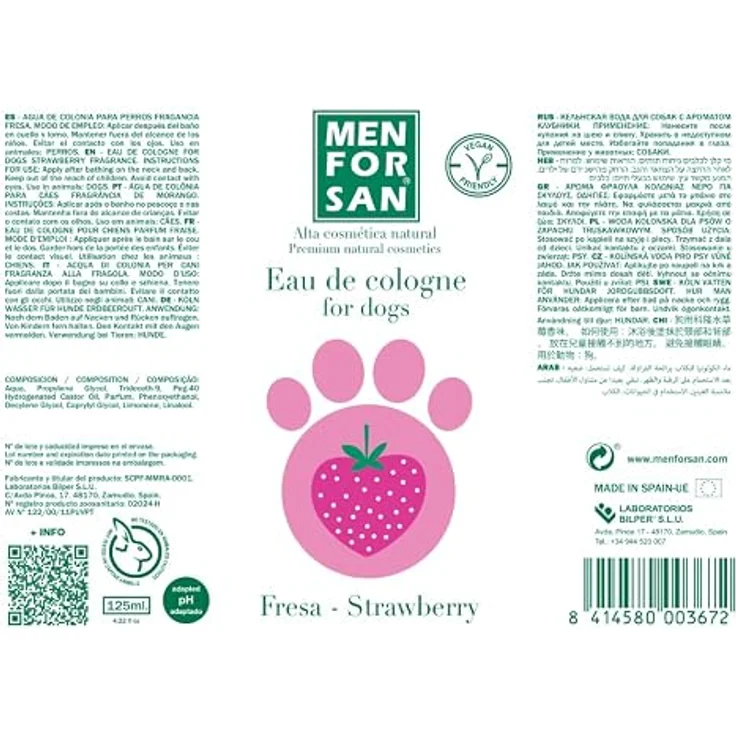 Menforsan Fraise, Parfum für Hunde mit natürlichen Fruchtdüften, alkoholfrei und pH-neutral, 125 ml – Bild 2