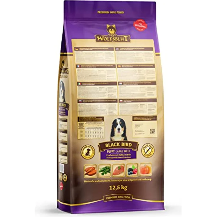 Wolfsblut Black Bird Puppy Large Breed, getreidefreies Hundefutter mit Truthahn und Süßkartoffeln, 12,5 kg – Bild 2