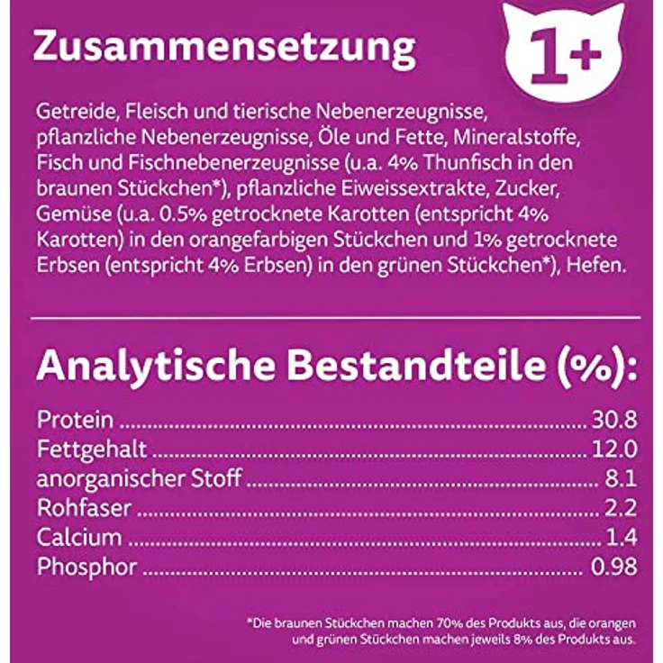 Whiskas Adult 1+ Trockenfutter Thunfisch, 7kg - Katzentrockenfutter für gesunde Harnwege, ohne künstliche Zusatzstoffe – Bild 5
