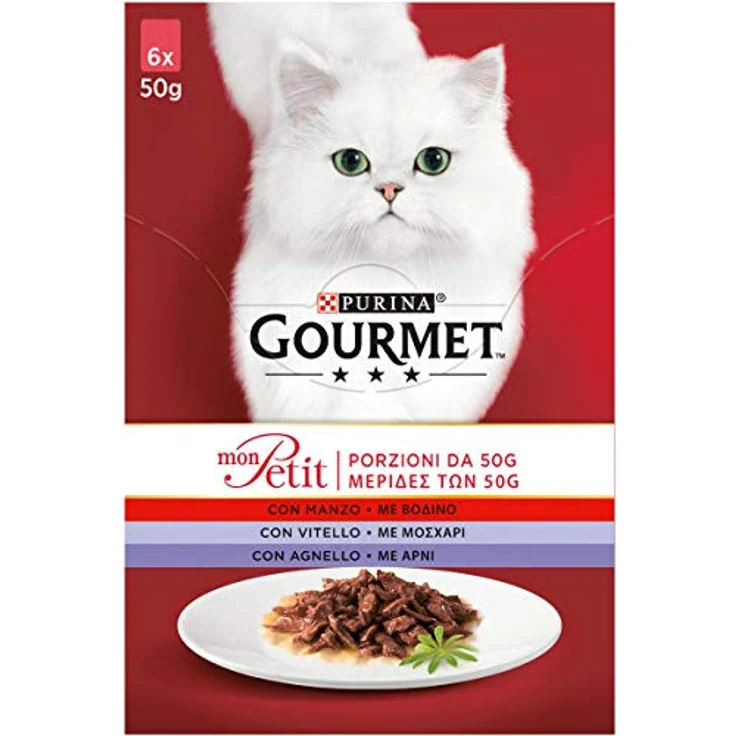 Purina Gourmet Mon Petit Feuchtigkeit Katzenfutter mit Rind, Kalbsleder und Lamm, 48 Beutel à 50 g – Bild 2