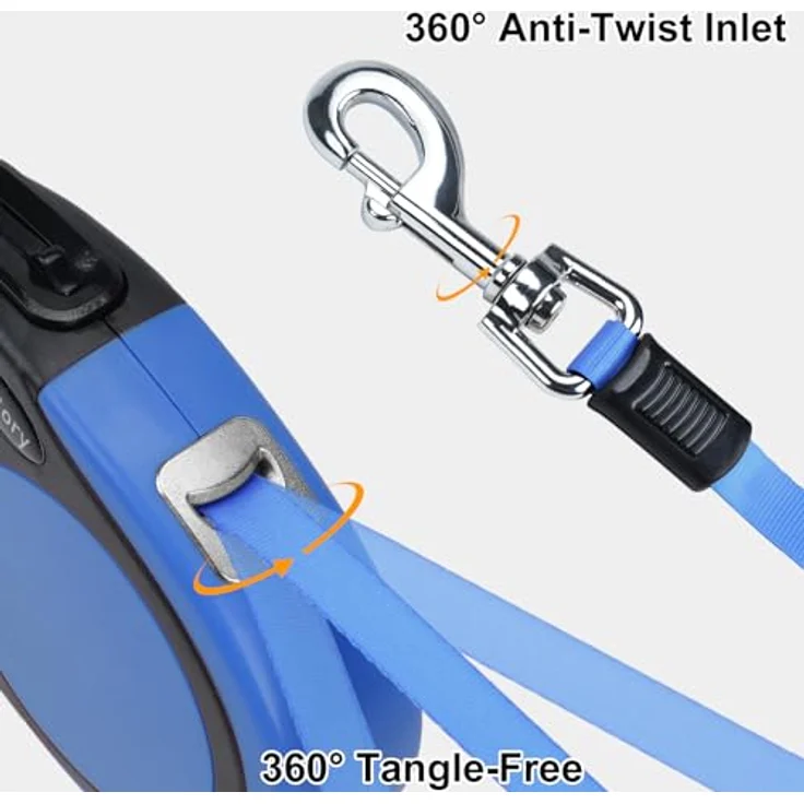 Taglory 5m Rollleine für Mittelgroße und Große Hunde, Einziehbare Hundeleine mit Anti-Rutsch Griff und Sicherem Bremssystem, Blau – Bild 5