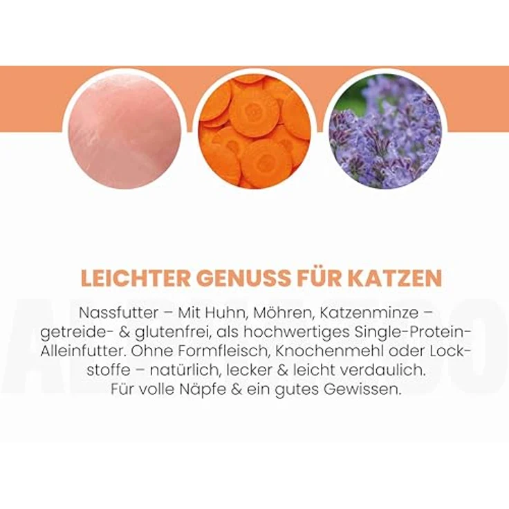 alphazoo Katzenfutter Monoprotein Huhn 6x200g – Getreidefrei & proteinreich mit Karotte, Lachsöl & Katzenminze – Für glänzendes Fell & gesunde Verdauung – Made in Germany – Bild 5