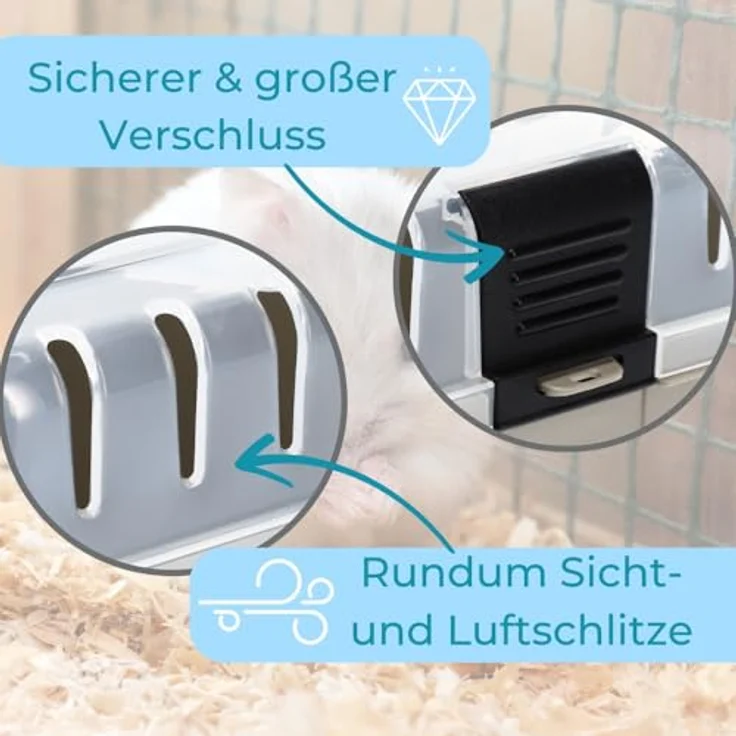 GarPet 2er Set Transportbox für Kleintiere, mit optimaler Belüftung und transparentem Deckel, ideal für Meerschweinchen, Hamster und Vögel – Bild 3