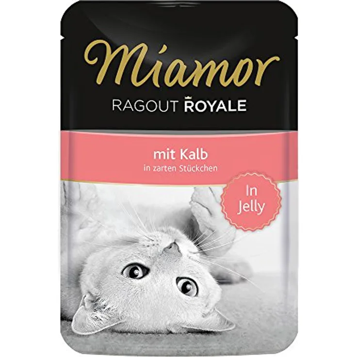 Miamor Ragout Royale Kalb, Katzen-Nassfutter mit hohem Fleisch-Anteil und Nährstoffreicher Formel, 22x100g