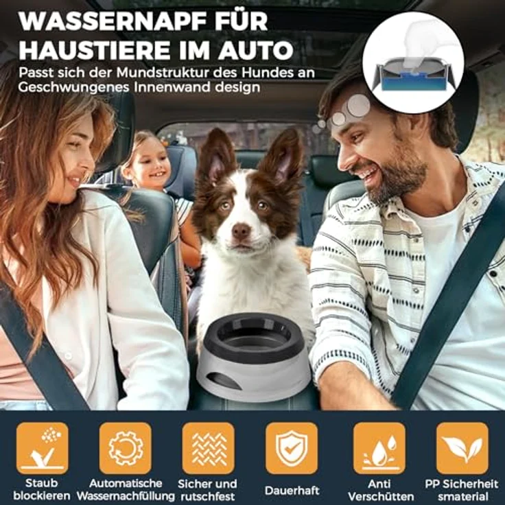 Qianyou Wassernapf für Hunde Unterwegs 750ml, Auslaufsicherer Trinknapf mit Spritzschutz, rutschfest und tragbar – Bild 2