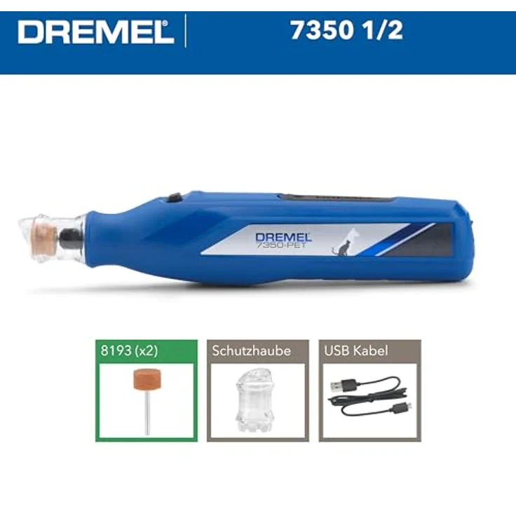 Dremel 7350 PET Krallenpflegese, leichte 3.6V Akku-Rotationswerkzeug mit 2 Schleifzubehören, Nagelschutzaufsatz und USB-Kabel, ideal für Hunde und Katzen – Bild 4
