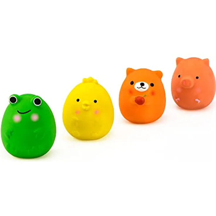 Chiwava 4 Stücke Quitschende Hundespielzeuge aus 100% natürlichem Latex, lustige Tier-Set für kleine Hunde, 6 cm, inklusive Küken, Piggy, Bär und Frosch – Bild 3