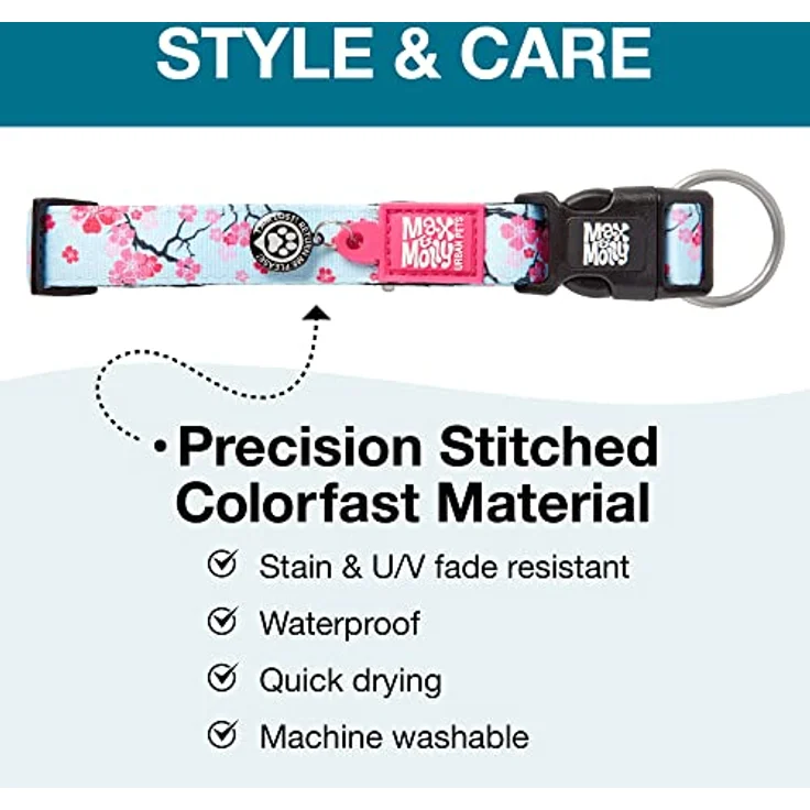 Max & Molly Gotcha! Hundehalsband mit Smart ID, gepolstertes Neopren, wasserdicht, verstellbar, für mittelgroße Hunde, Cherry Bloom, Größe M – Bild 5