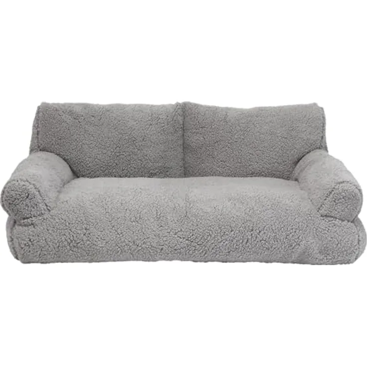 Nobby Komfort Plüschsofa Classic Teddy, hellgrau, L x B x H: 100 x 65 x 35 cm, samtweich mit Anti-Rutsch-Noppen