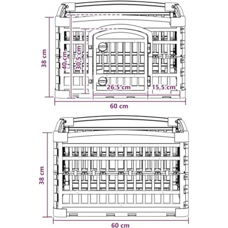 vidaXL 4-Panel Hundelaufstall, klappbar, 60 x 60 x 38 cm, Kunststoff, weiß, UV- und wasserfest, für drinnen und draußen – Bild 3