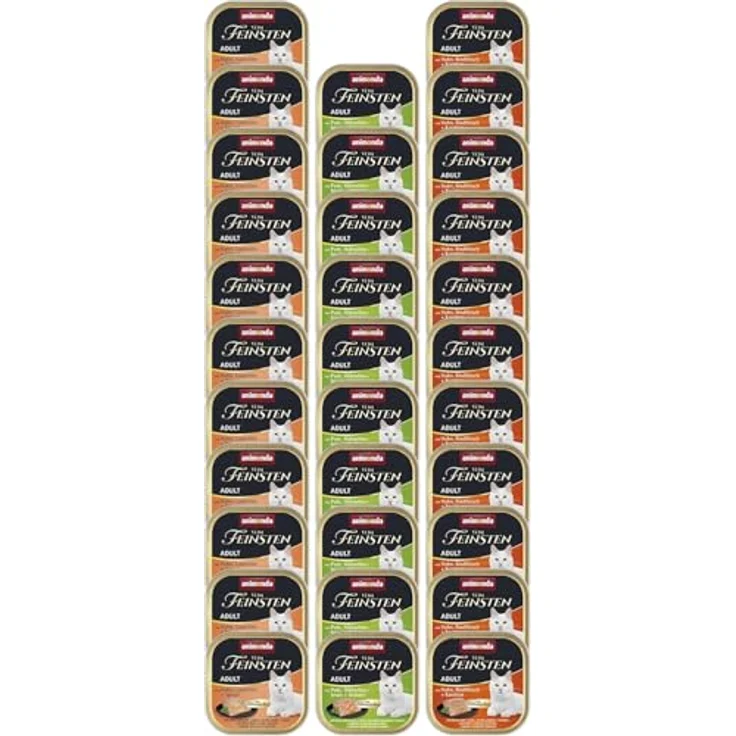 animonda Vom Feinsten Adult Feinschmecker Vielfalt, Nassfutter für ausgewachsene Katzen, 32 x 100 g, ohne Getreide und Zucker, mit köstlichem Schlemmerkern aus Lachs und Gemüse – Bild 1