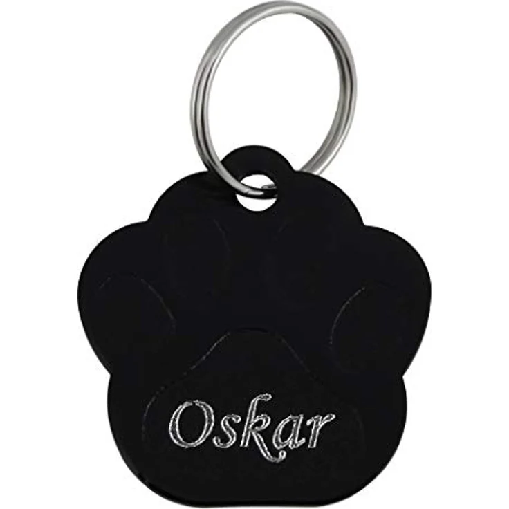 Hanessa Personalisierte Hundemarke mit Gravur, schwarz, Zinklegierung, 27x28 mm, Halsband Anhänger, Namensschild, individuelles Design – Bild 1