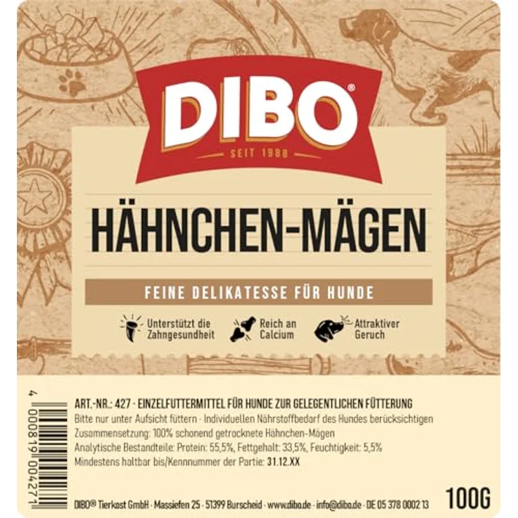 DIBO Hähnchenmägen, 100g Naturkau-Snack für Hunde, ohne chemische Zusätze, deutscher Qualitätshersteller – Bild 4