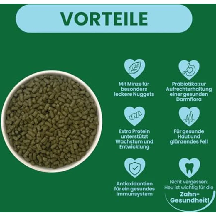 Burgess Excel Junior & Zwergkaninchen Futter Nuggets mit Minze, 3kg - proteinreiches Alleinfutter, unterstützt Verdauung, Immunsystem und gesundes Fell – Bild 2