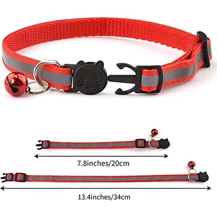 GingerUPer 12PCS Katzenhalsband mit Glöckchen, reflektierend, verstellbar 20–34 cm, Sicherheitsverschluss, 12 Farben – Bild 5