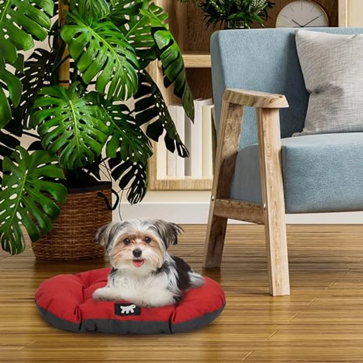 Ferplast Hundebett Relax, Doppelseitiges Kissen aus Baumwolle mit weicher Polsterung, waschbar, 43 x 30 cm, Rot – Bild 2
