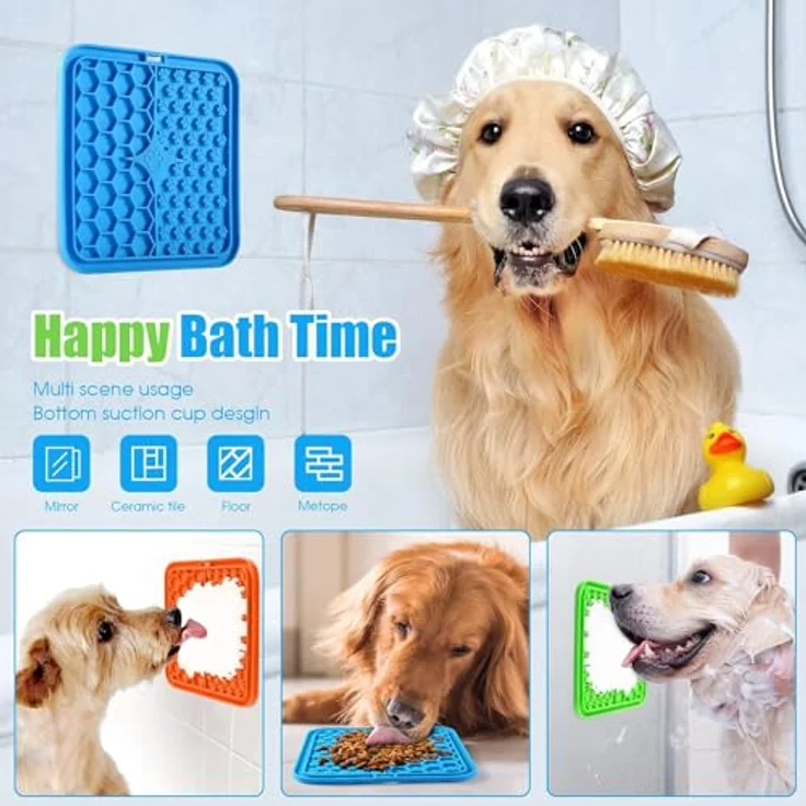 khlerox Premium Schleckmatte Hund, lebensmittelechtes Silikon mit Saugnäpfen für Hundeangst-Linderung, quadratische Leckmatte für Baden, Pflege und Training von Welpen – Bild 3