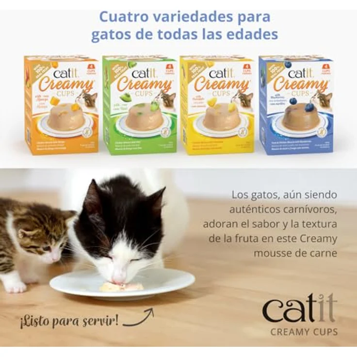 Catit Creamy Cups Mix-Pack, cremiges Mousse mit echten Fruchtstücken, 4x25g, getreidefrei – Bild 4