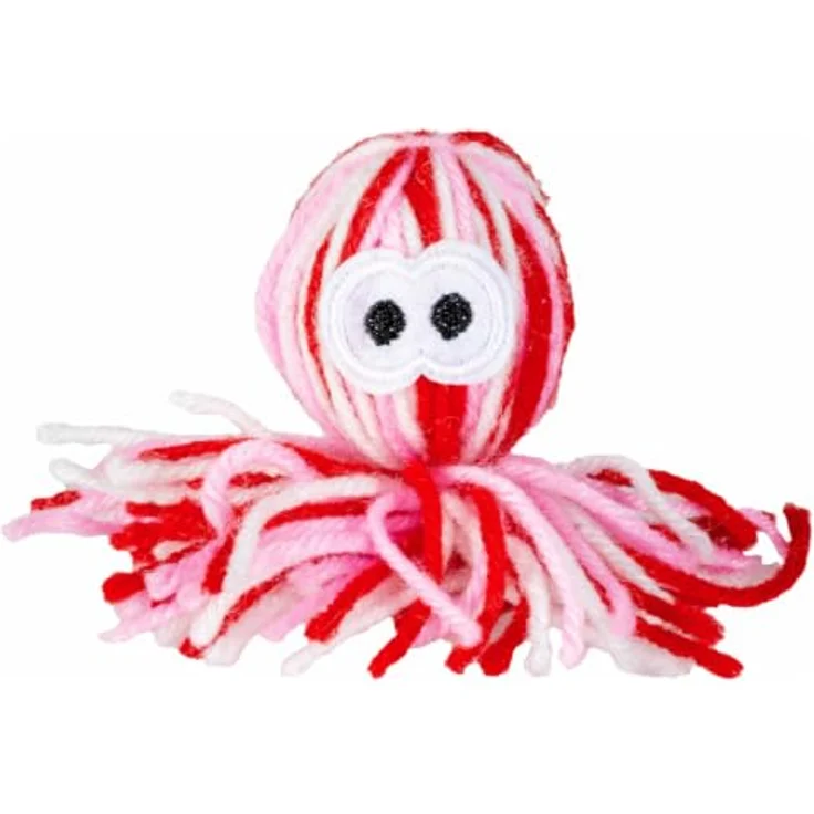 DUVO+ Wooly Oktopus Katzenspielzeug mit Sound, rot/weiß, 10 x 4 x 4 cm – Bild 1