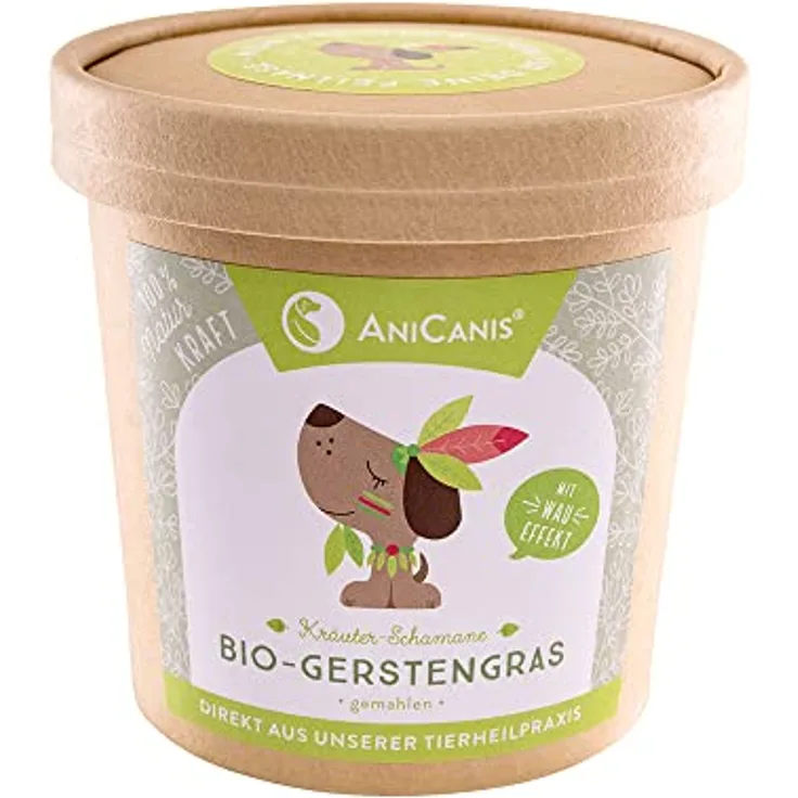 AniCanis Bio Gerstengraspulver für Hunde & Katzen, Futterzusatz zur Unterstützung von Darmflora und Säure-Basen-Haushalt, 100g
