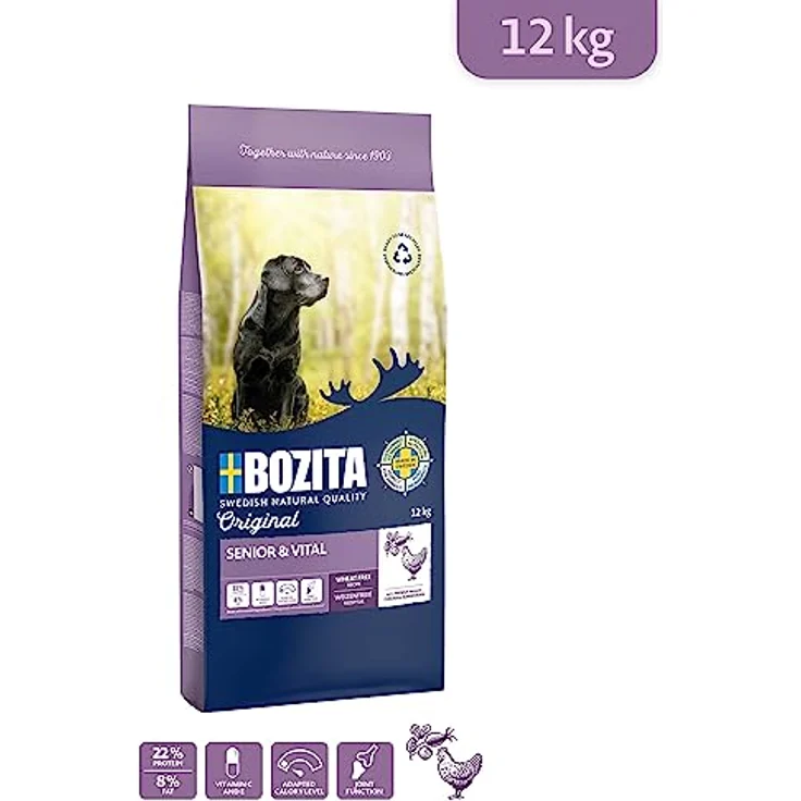 Bozita Hundefutter Original Adult Senior Huhn, 12 kg weizenfreies Trockenfutter für ältere Hunde, hochwertige Ernährung für Vitalität und Wohlbefinden – Bild 2