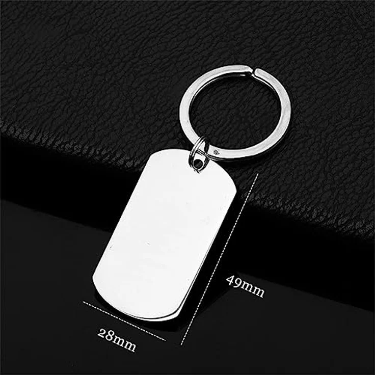 KBNSUIAN Personalisierte Notfall Haustier Alarm Schlüsselanhänger aus Edelstahl, gravierbare ID mit Telefonnummer und Adresse, sicher und wasserdicht, 49x28mm – Bild 2