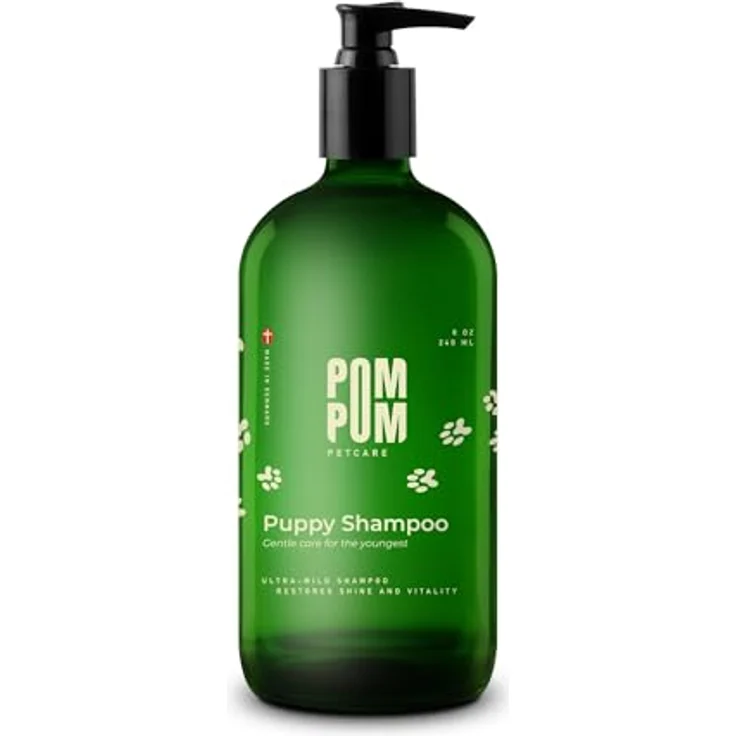 PomPom Petcare Welpenshampoo, mildes tränenfreies Hundeshampoo für Welpen ab 8 Wochen, pH-neutral, sanfte Rezeptur, 240 ml – Bild 1