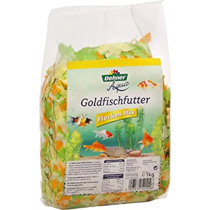 Dehner Aqua Goldfischfutter Flocken Mix, 1 kg, ausgewogener Premium Flockenmix für Gold- und Kaltwasserfische mit wichtigen Nährstoffen und Vitaminen