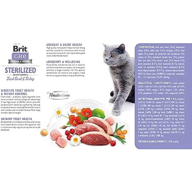 Brit Care Katzenfutter, Trockenfutter für sterilisiert Katzen, 7 kg, hochwertige Zutaten, allergikerfreundlich – Bild 3