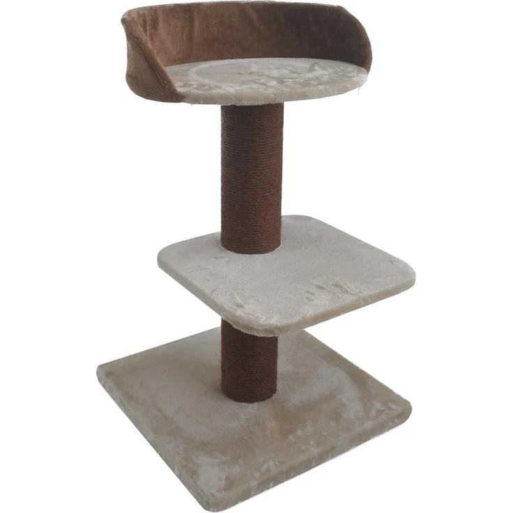 Duvo+ Kratzbaum Gloria, mittelgroßer Katzenkratzbaum mit weichen Plüschplattformen, beige/orange, 60 x 60 x 100 cm