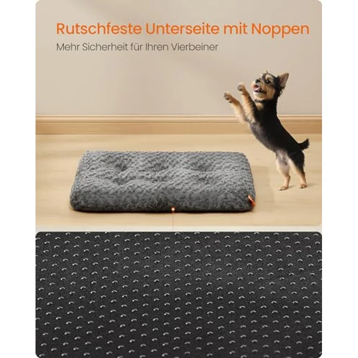 Feandrea Hundebett, 75 x 50 cm, weiche Polsterung aus PV-Plüsch mit Rosendesign, waschbar und rutschfest – Bild 5