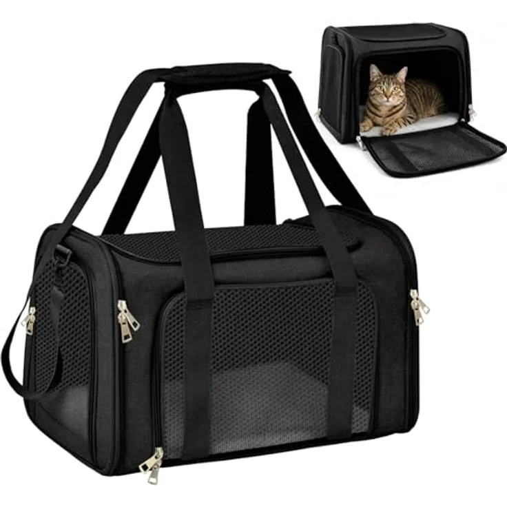 Aipwerer Faltbare Transportbox Katze, Atmungsaktive Tragbare Katzen Transporttasche in M und L, Robustes Design mit komfortabler Liegefläche – Bild 1