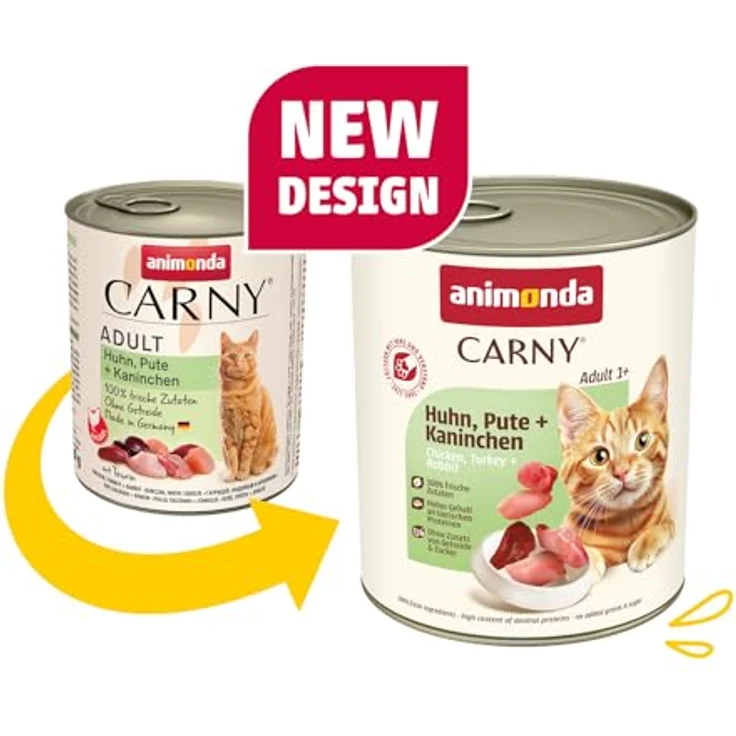 animonda Carny Katzen Nassfutter Huhn + Pute + Kaninchen, getreidefreies Nassfutter für Katzen, 6 x 800g, ohne Zucker, mit frischen fleischigen Zutaten – Bild 2