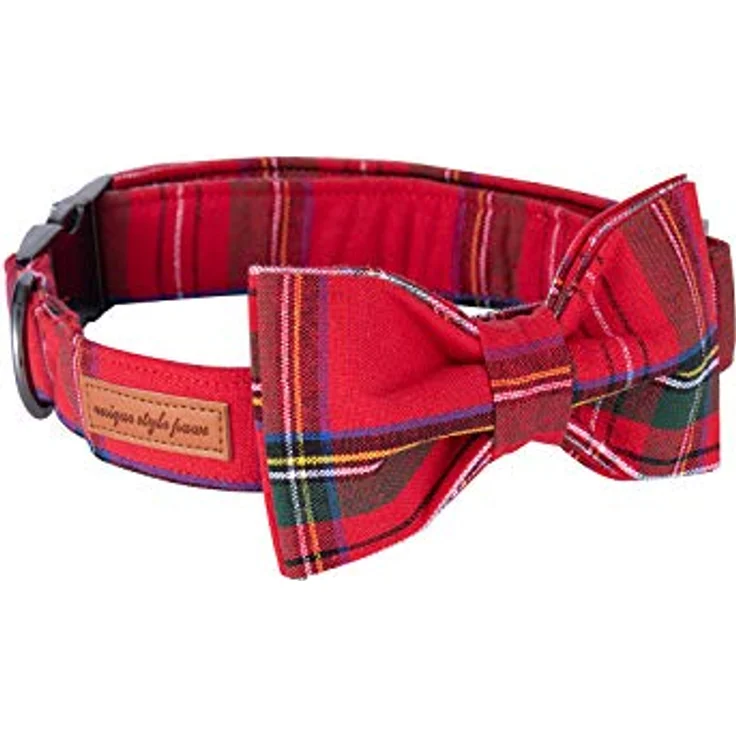 Unique Style Paws Hundehalsband mit Fliege, verstellbar für Hunde und Katzen, XXS, aus Baumwolle, waschmaschinenfest, eleganter D-Ring in einzigartiger Farbe – Bild 3