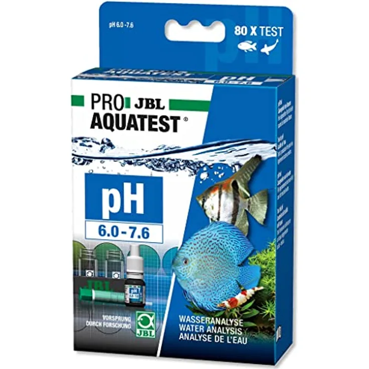 JBL ProAquaTest pH Wassertest 6.0-7.6, Labor-Komparatorsystem für gesundes Aquarium mit 80 Messungen