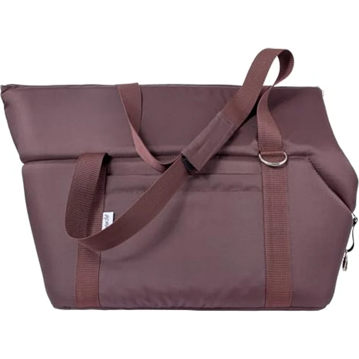 BOUTIQUE ZOO Hundetragetasche XL bis 15 kg, faltbare Transporttasche für mittelgroße Hunde & Katzen mit Innenkissen, waschbar, Braun Beige/Minky, 52×35×39 cm – Bild 4