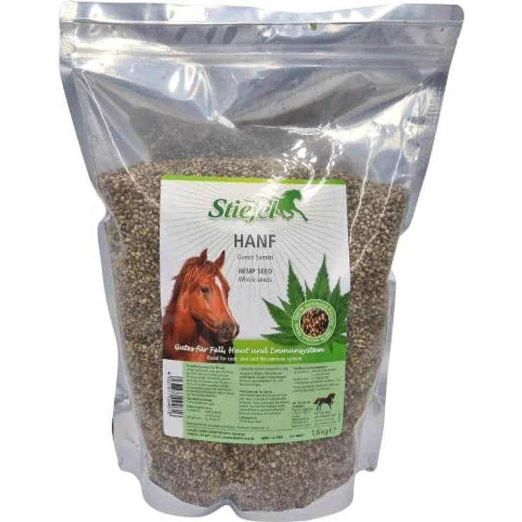 Stiefel Hanfsamen für Pferde, 100% naturbelassene Hanfsamen, Unterstützung für Fell, Haut und Immunsystem, für alle Pferde, 1,6kg – Bild 1