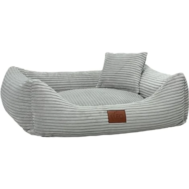 Leo4dog Hundebett Cord, Waschbarer Bezug für kleine bis große Hunde, Grau, S 67x52 cm, Antirutsch, Hochwertiges Material – Bild 1