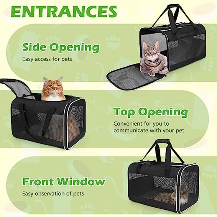 Lannvan Transportbox Katze, faltbare Katzen- und Hundebox bis 6,5kg, atmungsaktiv mit abnehmbarem Plüschpad, 45x30x30cm, Schwarz – Bild 4