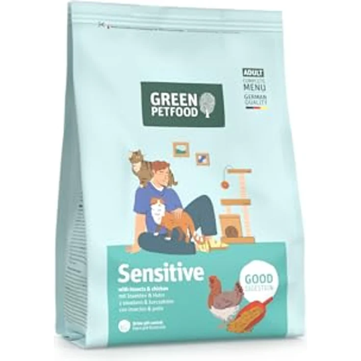 Green Petfood Cat Sensitive, Trockenfutter mit Insektenprotein, getreidefrei, Monoprotein, 5 x 300 g – Bild 1