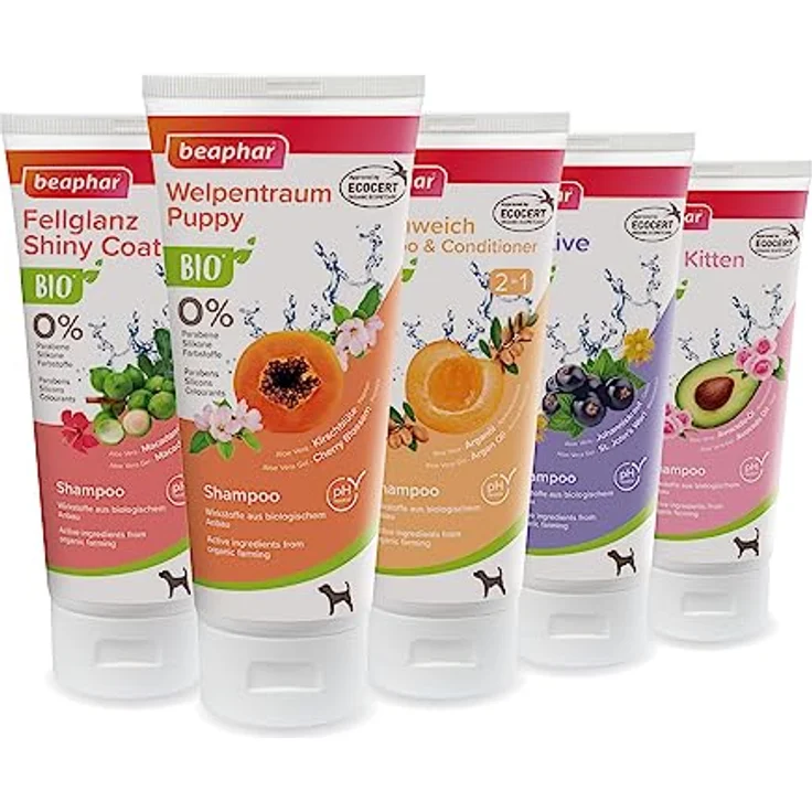 beaphar Bio Shampoo Sensitive für Hunde, mit Johanniskraut und Cassis aus biologischem Anbau, 200 ml, Weiß – Bild 4