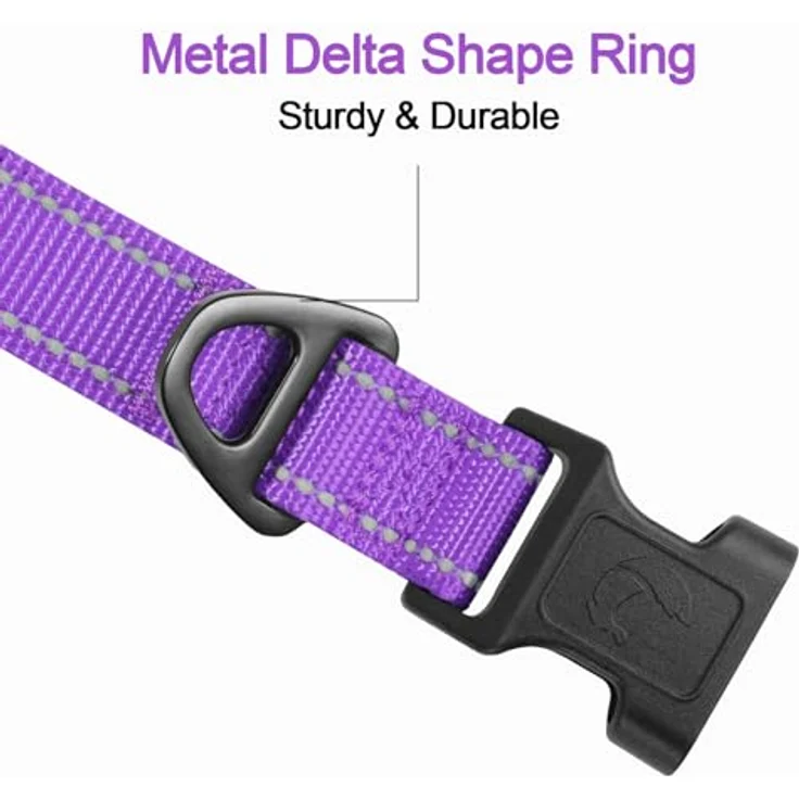 Joytale Hundehalsband Gepolstert aus Neopren Nylon, Verstellbar und Reflektierend, für Kleine Hunde, S, Lila – Bild 3